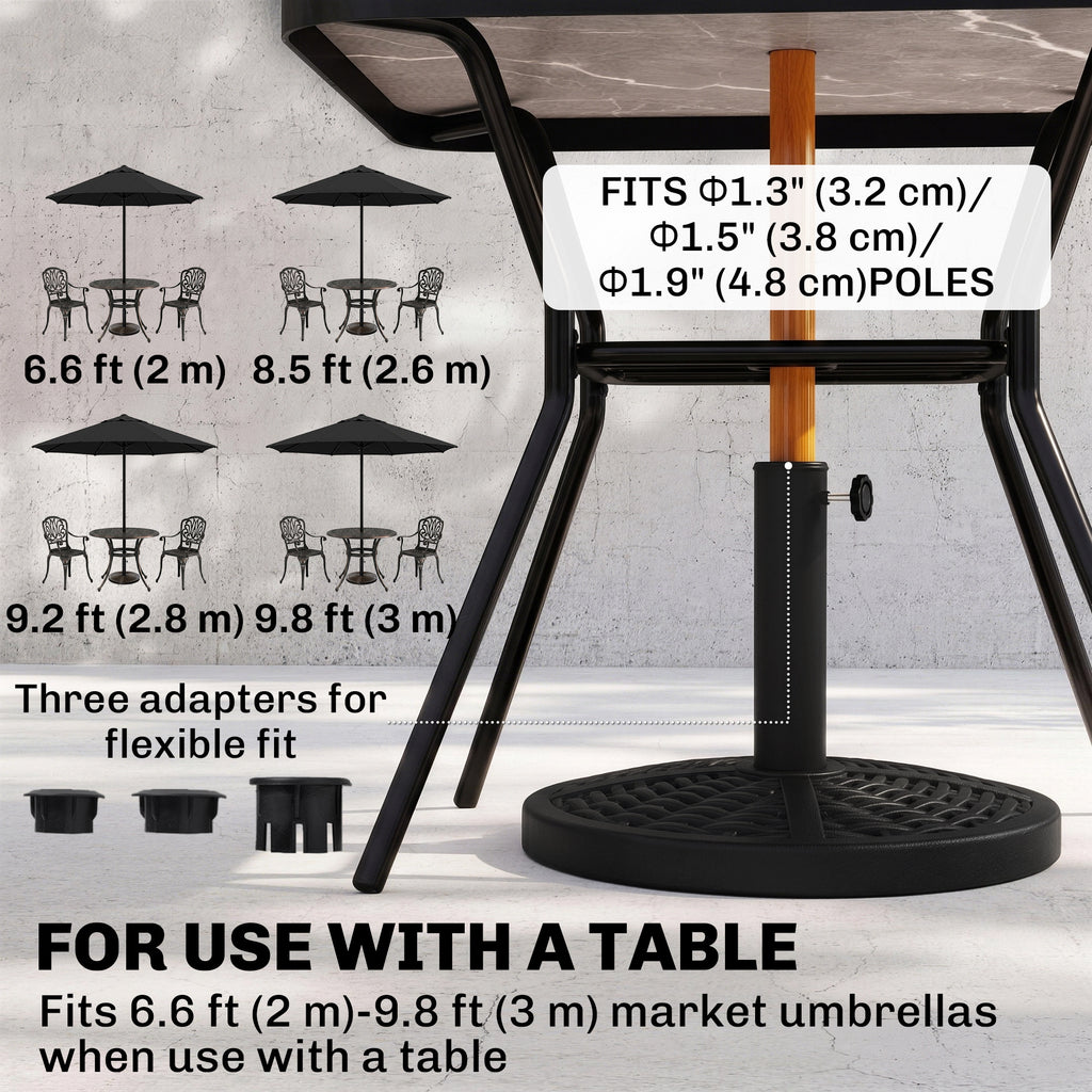 21 lbs Cement Round Market Umbrella Base Holder, 18" Heavy Duty Parasol Stand with Rattan Design for Patio, Black