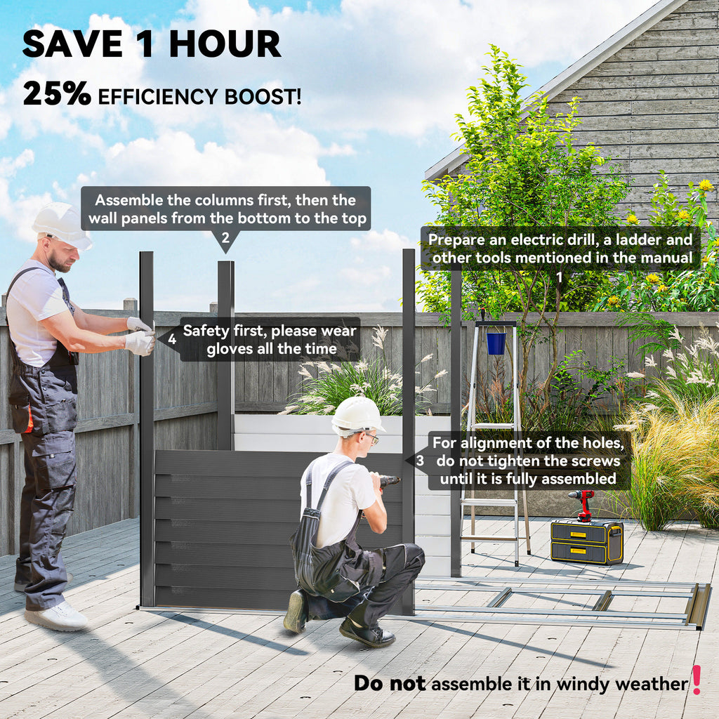 4.6' x 9' Steel Outdoor Storage Shed, Lean to Shed, Metal Tool House with Foundation Kit, Lockable Doors, Gloves and 2 Air Vents for Backyard, Patio, Lawn, Dark Grey
