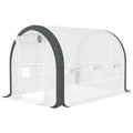 10'x6.6'x6.6' Upgraded Tunnel Greenhouse Green House with Mesh Door and Windows, 6 Plant Labels and Gloves, White