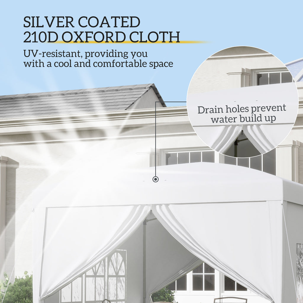 9.7' x 9.7' Outdoor Pop Up Party Tent Wedding Gazebo Canopy with Carrying Bag (White)