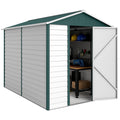 9' x 6' Garden Shed, Outdoor Storage Patio Shed w/ Sloped Roof, Lockable Door for Patio Lawn, Green