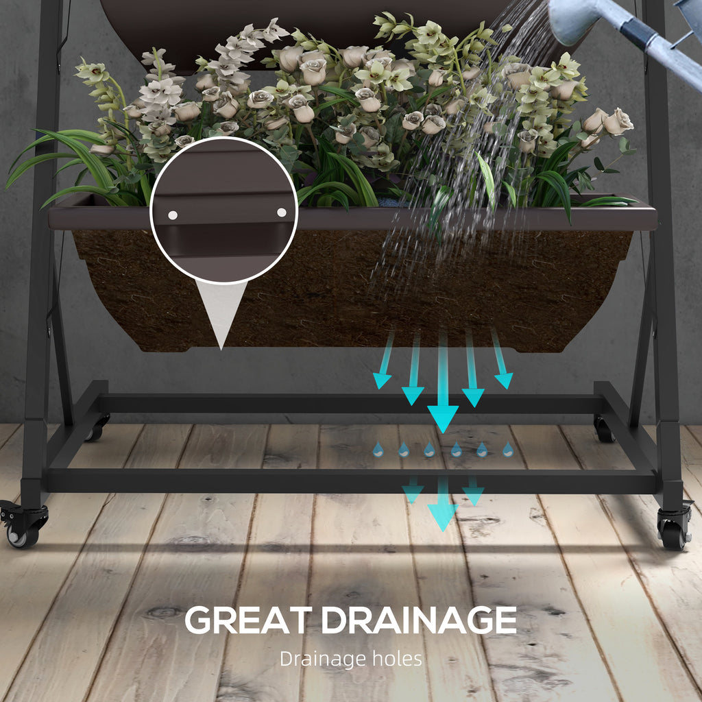 5-Tier Vertical Raised Garden Planter with 5 Boxes, Wheels, Outdoor Plant Stand for Vegetable Flowers, Brown