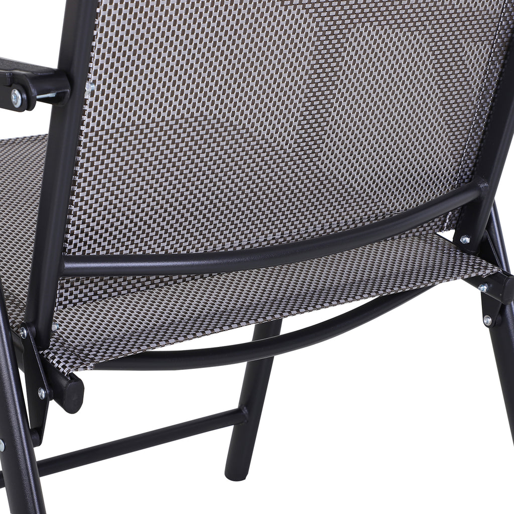 2-Piece Folding Dining Chair Set for Relaxing on Patio, Balcony, or Garden, Comfortable Outdoor Furniture with Armrests, Black