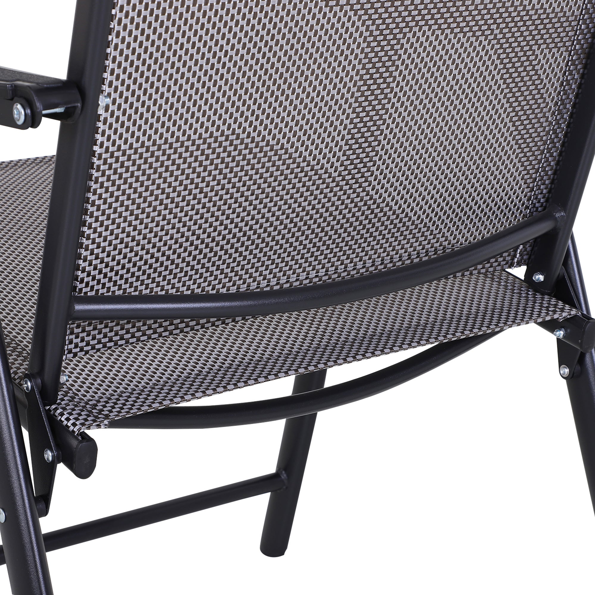 2-Piece Folding Dining Chair Set for Relaxing on Patio, Balcony, or Garden, Comfortable Outdoor Furniture with Armrests, Black