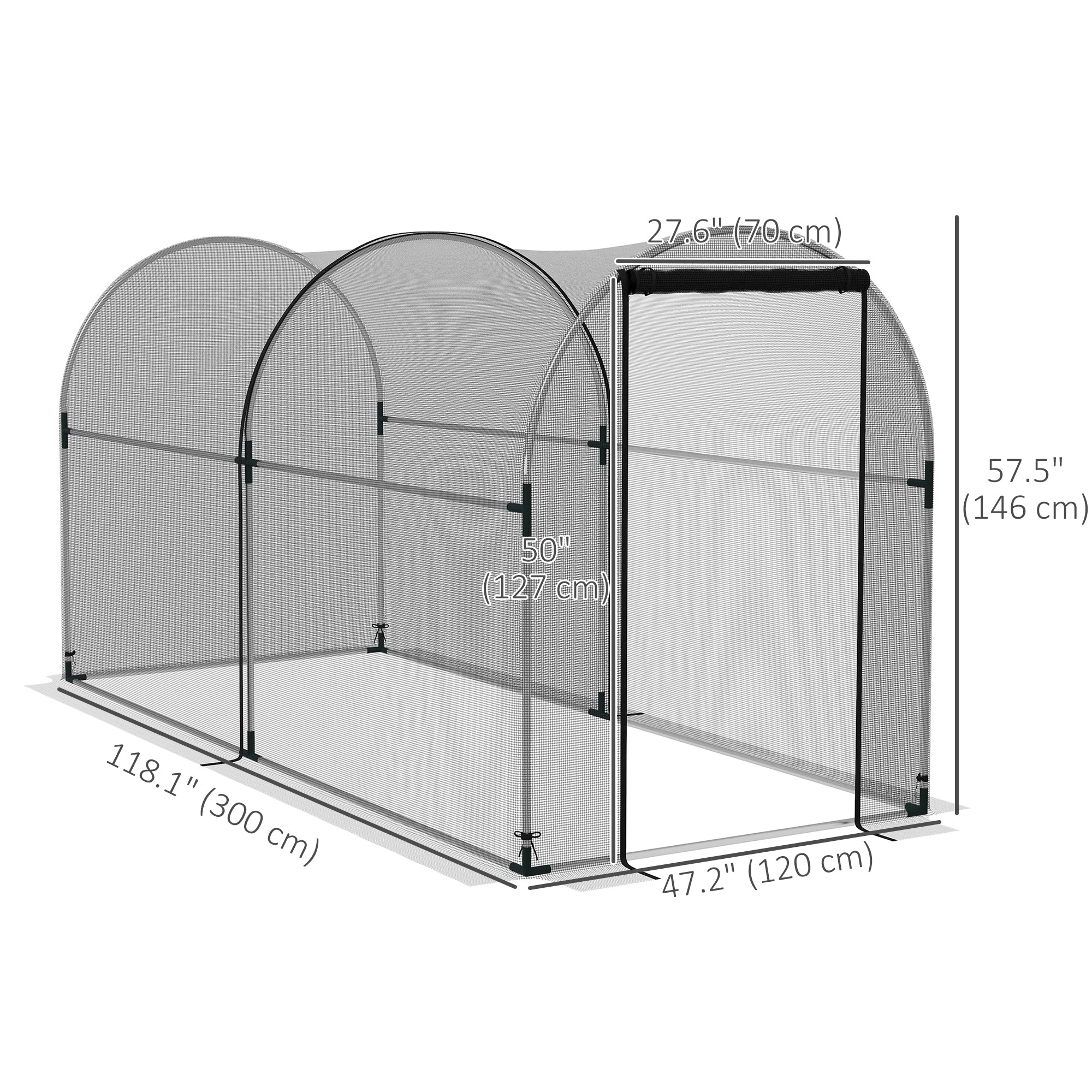 9.8' x 3.9' Crop Cage with Zipper Roll-Up Door, Mesh Plant Protection Tent from Animals with Galvanised Steel Frame