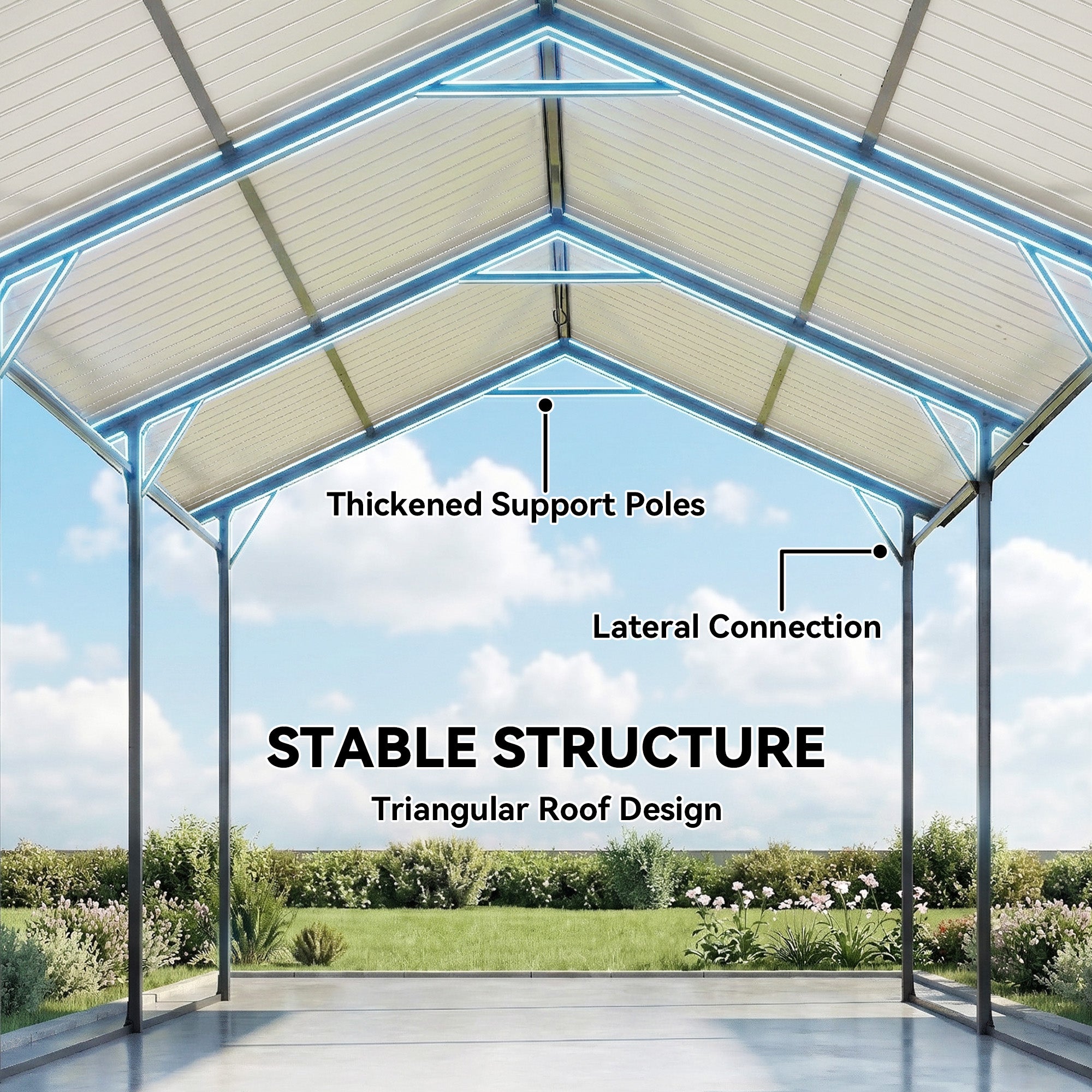 10 x 15ft Metal Carport, Heavy-Duty Carport Canopy with Reinforced Steel Frame & Roof, All-Weather Protection