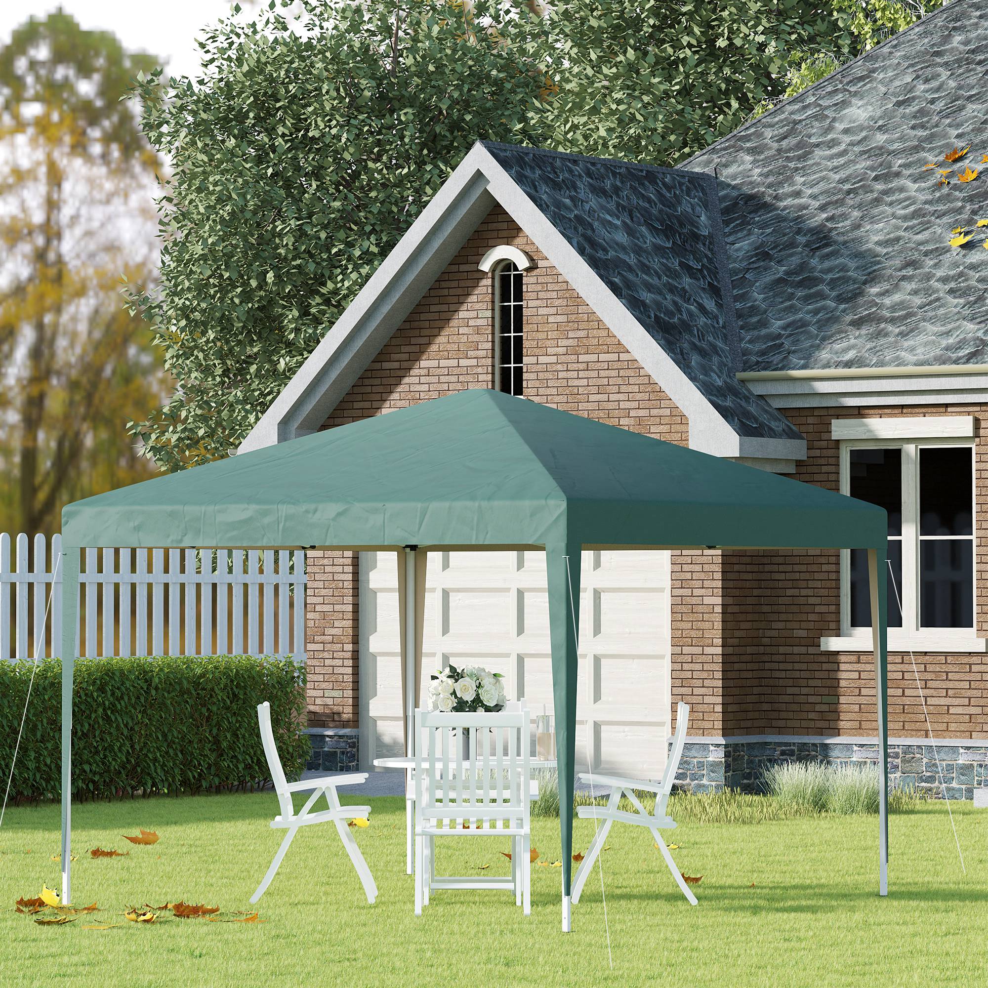 10 x 10ft Folding Pop Up Tent Outdoor Gazebo Canopy with Carrying Bag, Dark Green