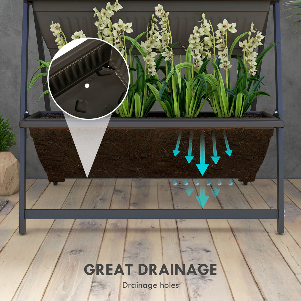 4-Tier Vertical Raised Garden Planter with 4 Boxes, Outdoor Plant Stand Grow Container for Vegetable Flowers, Brown