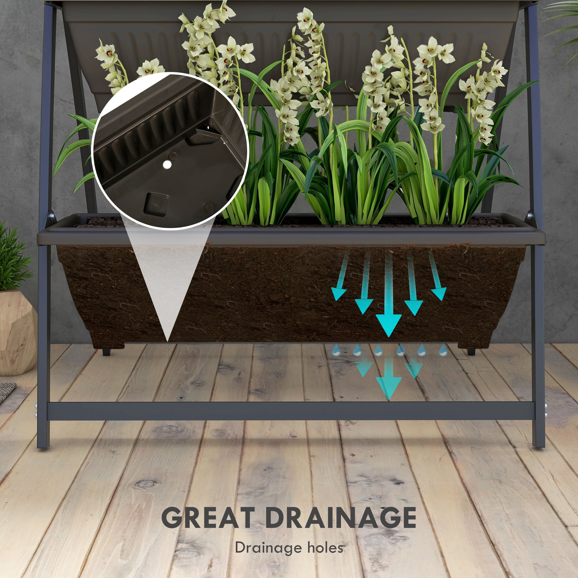 4-Tier Vertical Raised Garden Planter with 4 Boxes, Outdoor Plant Stand Grow Container for Vegetable Flowers, Brown