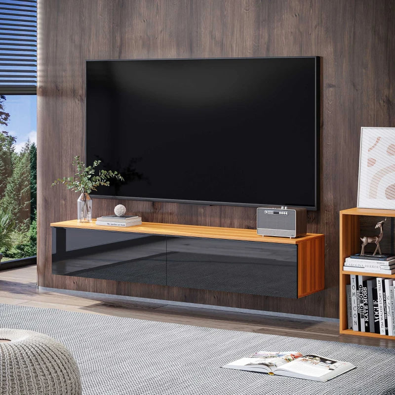Wall Mounted TV Stand with Storage, Floating TV Cabinet for TVs Up to 70 Inch, Black