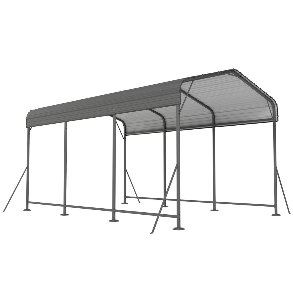 10 x 15FT Metal Carport, Heavy-Duty Carport Canopy with Reinforced Frame & Galvanized Steel Roof, Dark Grey