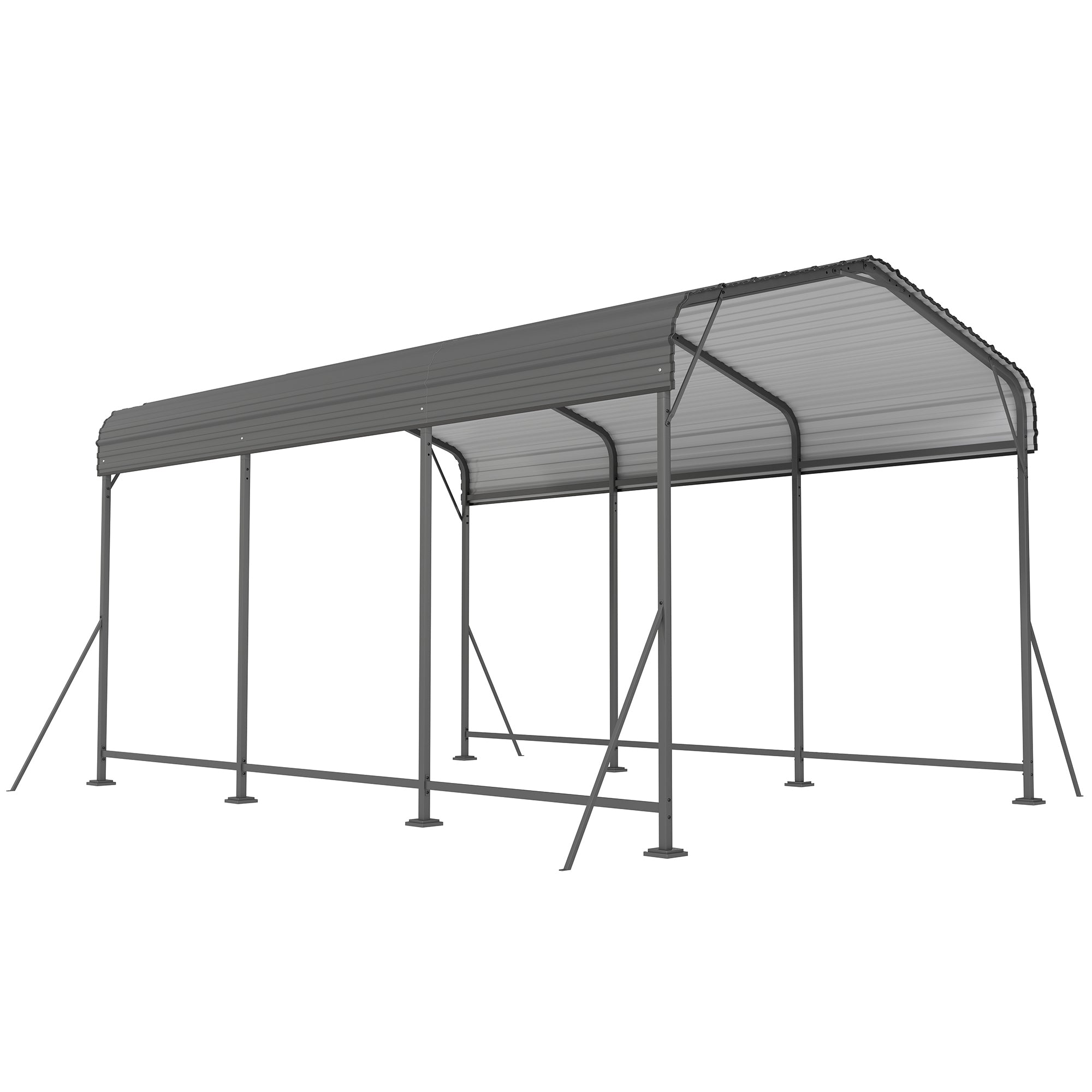 10 x 15FT Metal Carport, Heavy-Duty Carport Canopy with Reinforced Frame & Galvanized Steel Roof, Dark Grey
