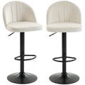 Bar Stools Set of 2, Swivel Counter Height Barstools with Footrest, Cream White