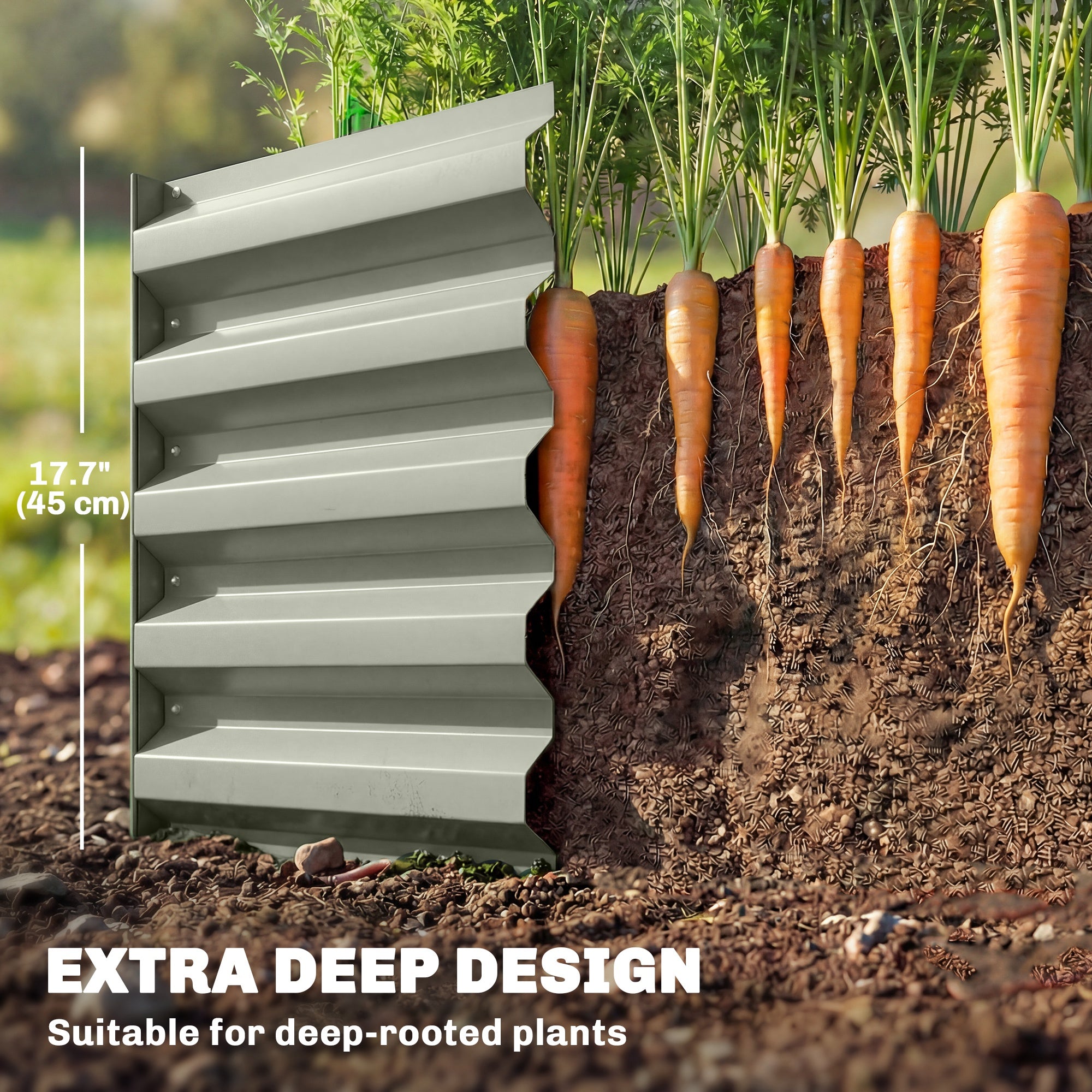 8' x 2.6' x 1.5' Galvanized Raised Bed, Large Elevated Planter Box for Growing Flowers, Herbs and Vegetables, Light Grey