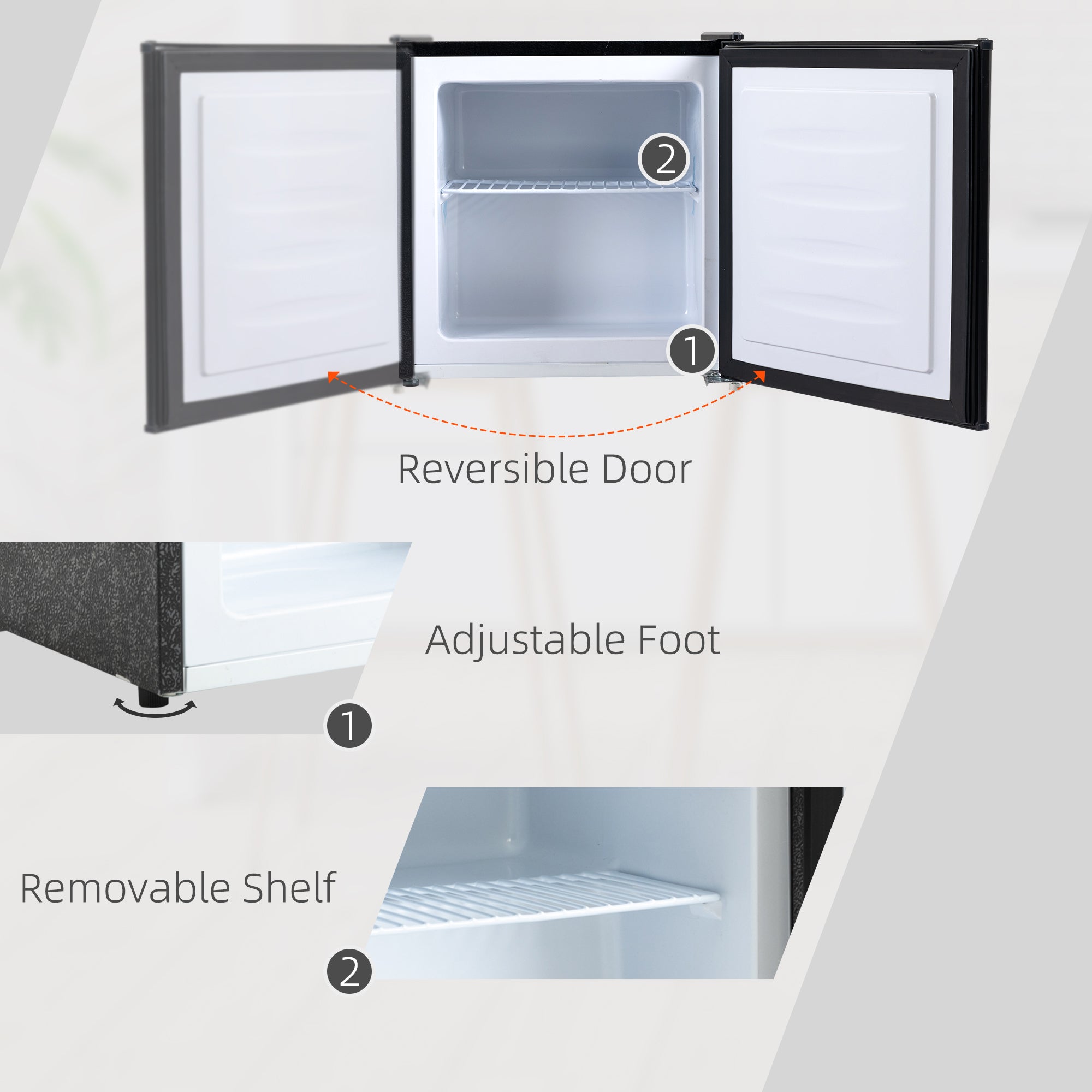 1.1 Cu. Ft. Mini Freezer, Compact Upright Freezer with Reversible Door, Removable Shelf, Adjustable Temperature, Black