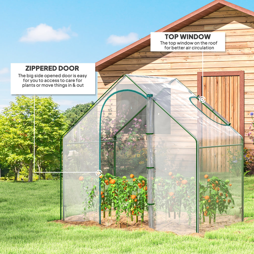 6'x3.3'x5.5' Walk-in Garden Greenhouse with Door and Window, Portable Mini Greenhouse for Plants Flowers Herbs, Steel Outdoor Hot House Growing Tent, Clear Plastic Cover
