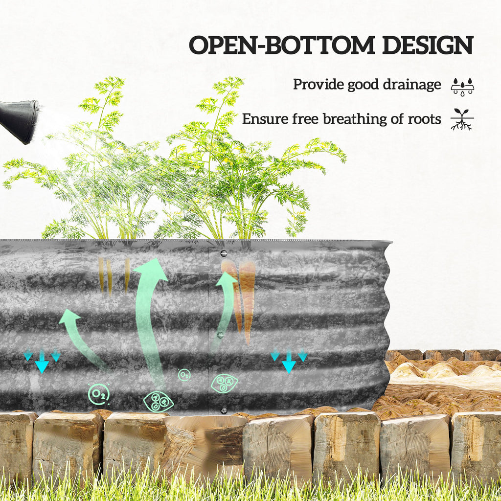 7.9 x 2 x 1ft Galvanized Raised Garden Bed Kit, Metal Planter Box with Safety Edging, Silver