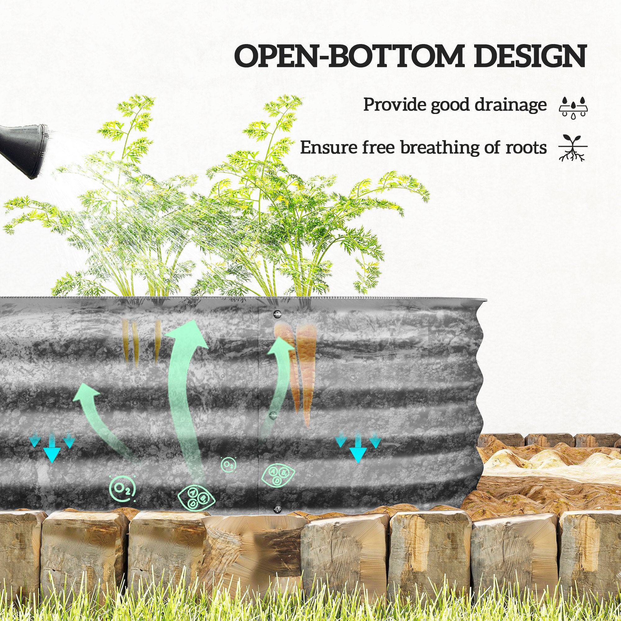 7.9 x 2 x 1ft Galvanized Raised Garden Bed Kit, Metal Planter Box with Safety Edging, Silver