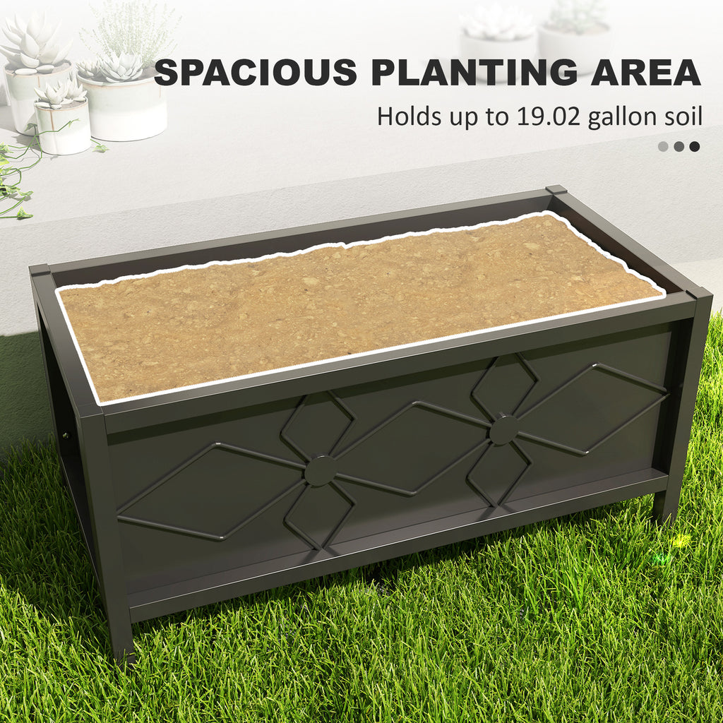 Galvanized Raised Garden Bed with Drainage Holes, Metal Raised Flower Bed, Outdoor Galvanized Planter Box for Herbs