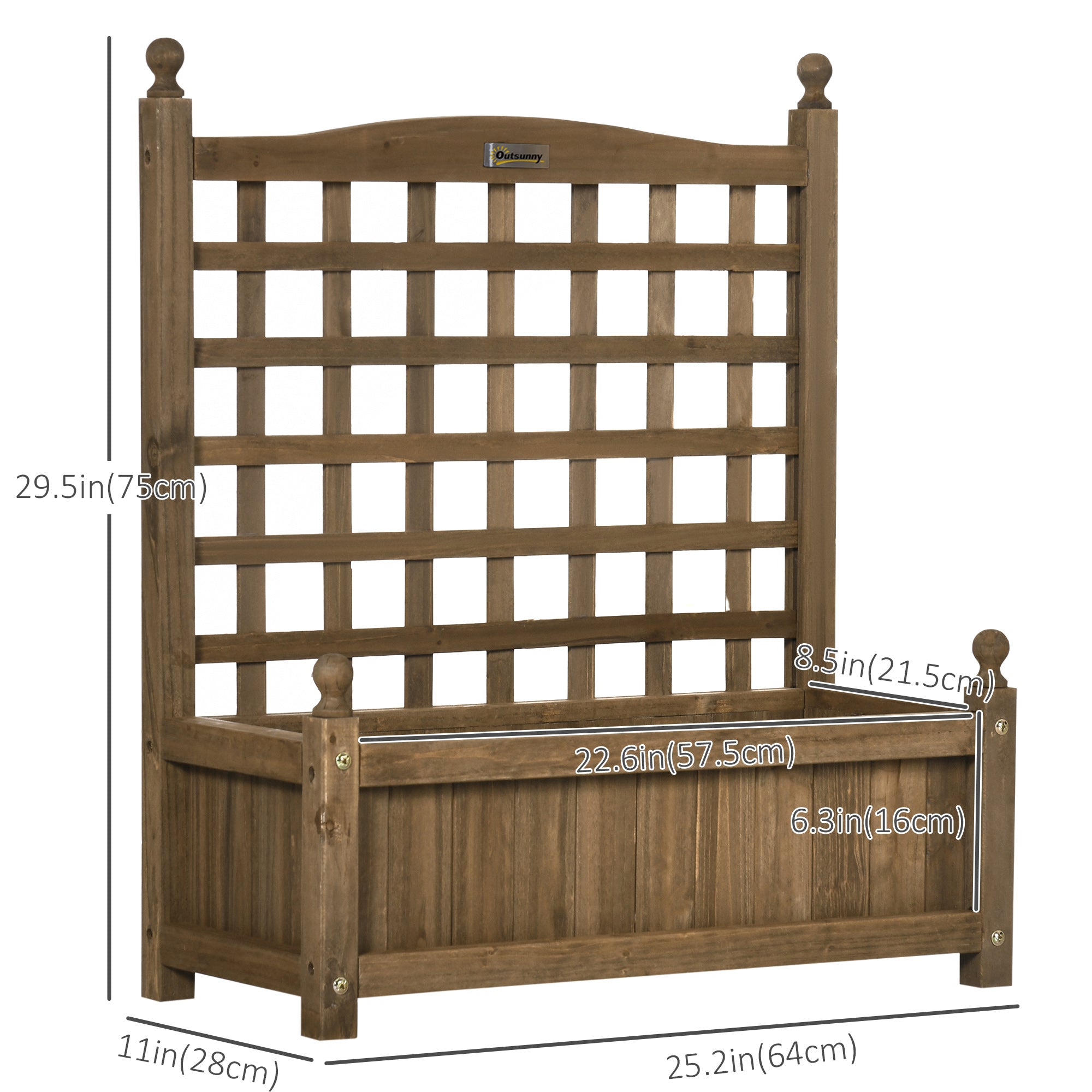 Garden Planter with Trellis for Climbing Vines, Wood Raised Garden Bed, Planter Box for Garden, Indoor Outdoor, Coffee