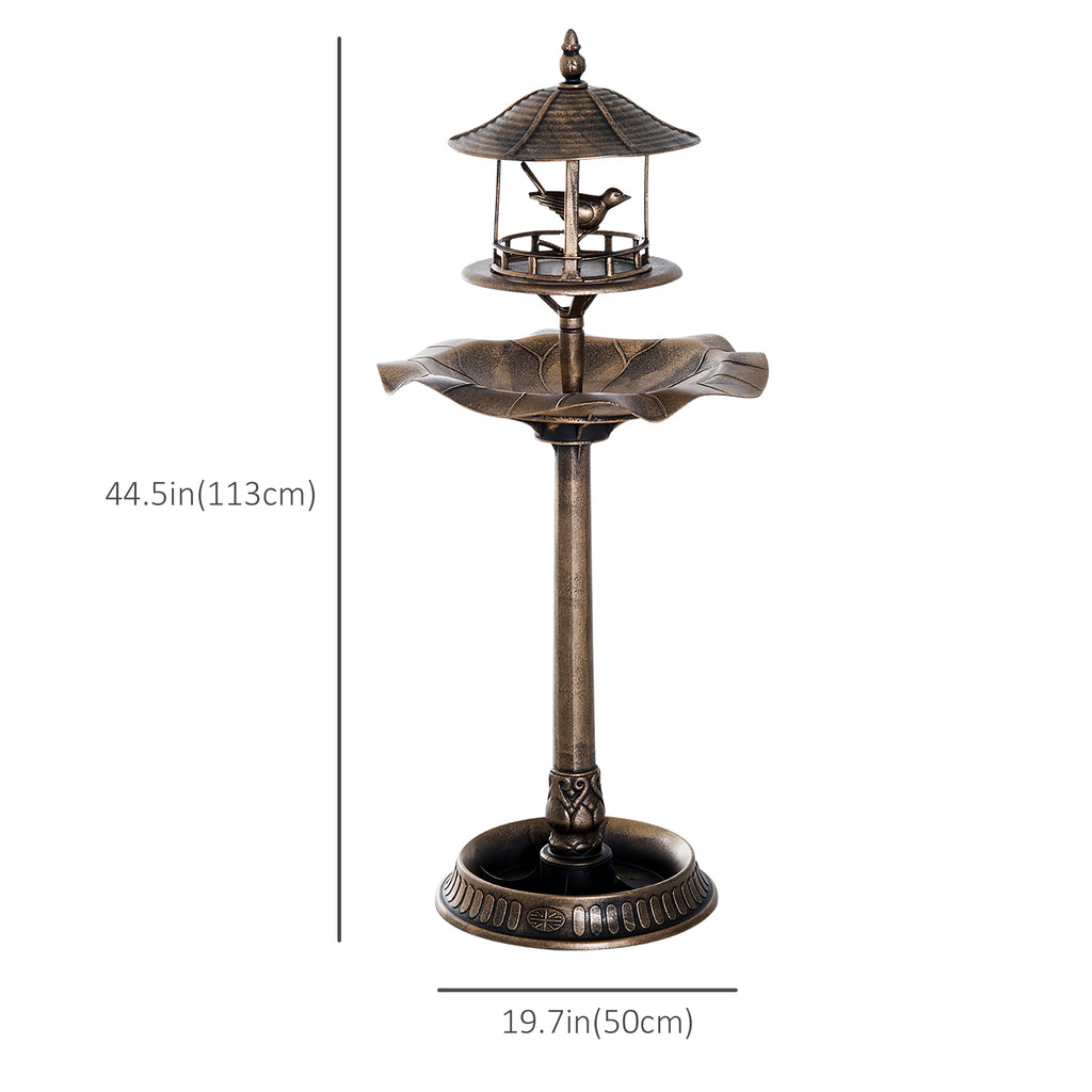 3-in-1 Garden Bird Bath Bowl Pedastal with Bird Feeder, Large Water Basin, & Underneath Flower Planter, Gold