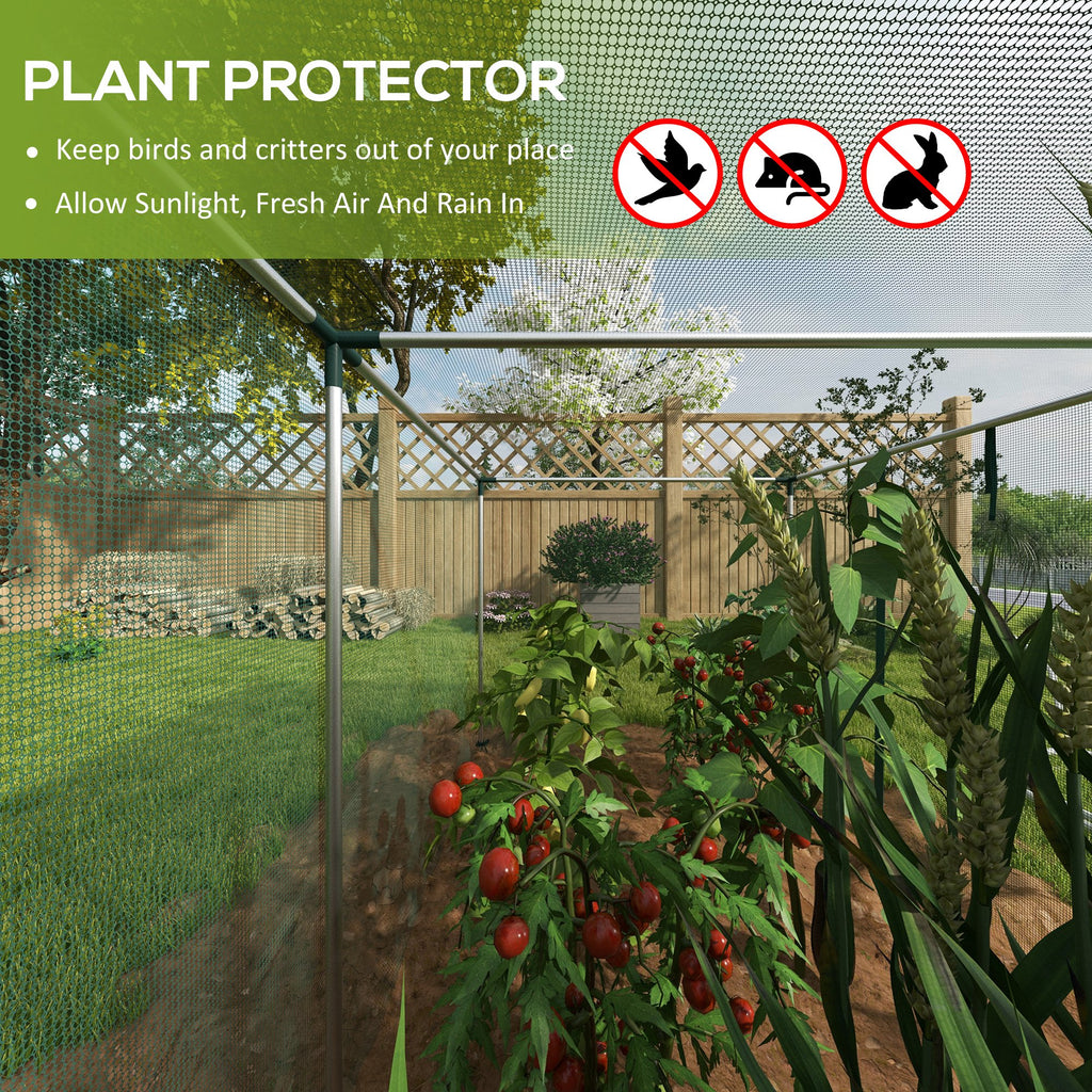 Galvanized Steel Crop Cage, Plant Protection Tent with Zippered Door, 12' x 4', Green