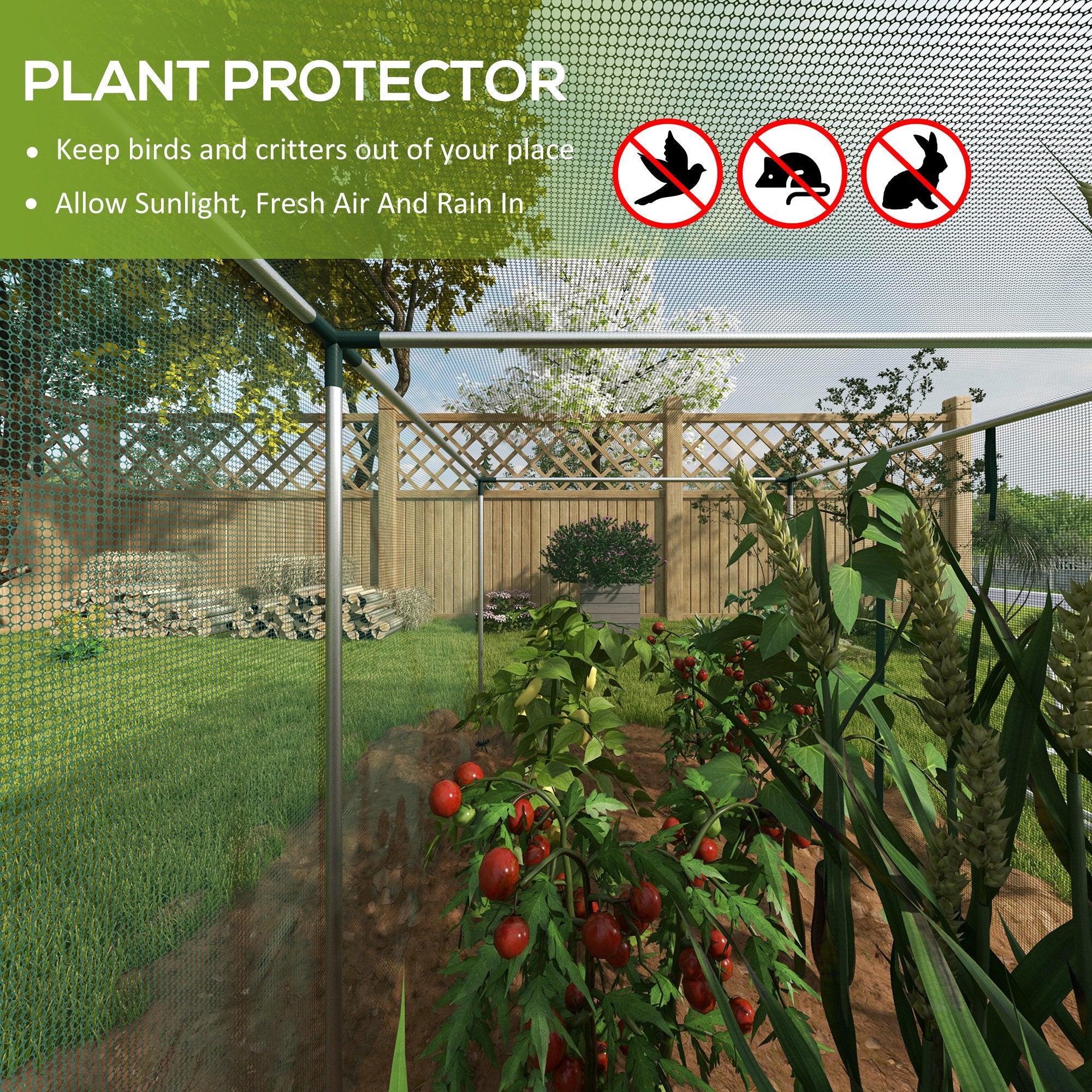 Galvanized Steel Crop Cage, Plant Protection Tent with Zippered Door, 12' x 4', Green