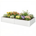Vinyl Raised Garden Bed Kit, 6.5 x 3 x 1ft Elevated Garden Box with Divider and Open Bottom, White