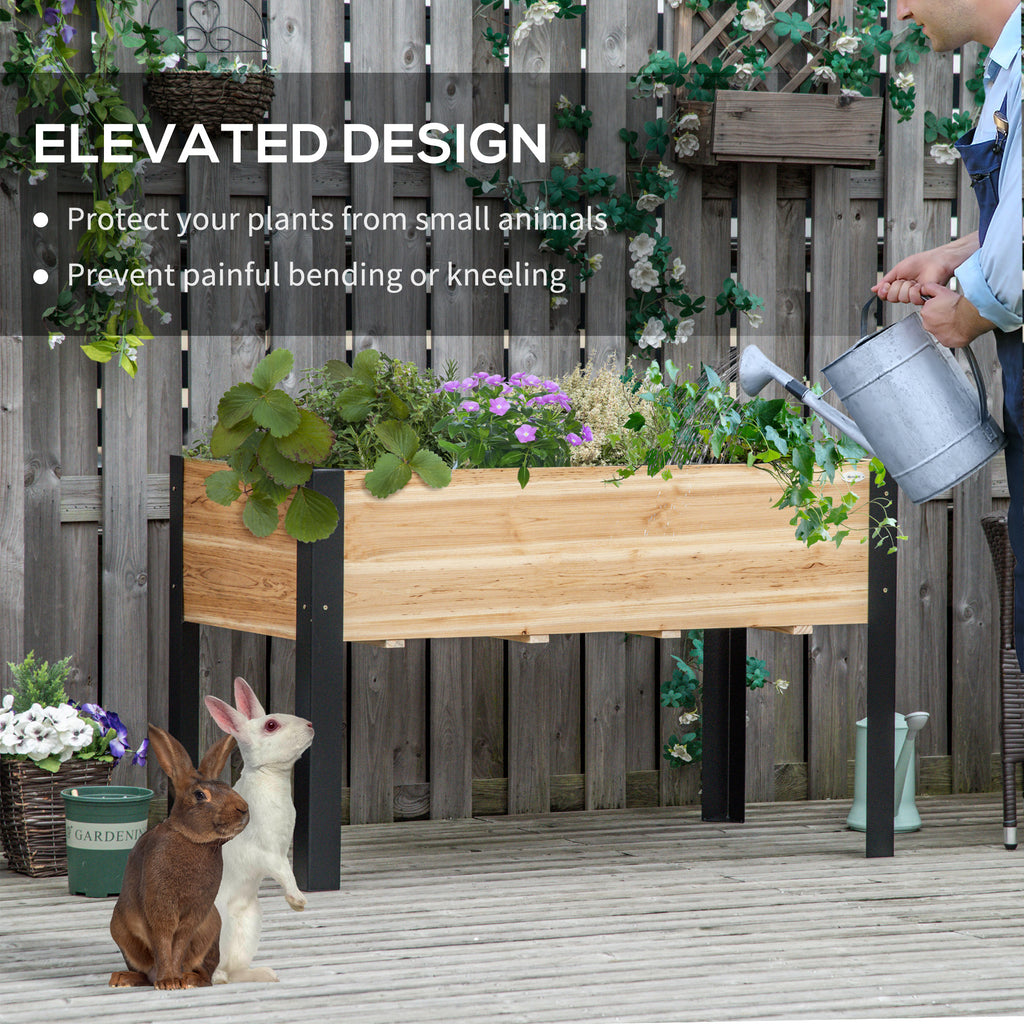 Raised Garden Bed, Elevated Planter Box, 47"x24"x29" with Legs, Metal Frame, Wooden Planter Pot for Backyard, Patio to Grow Vegetables, Herbs, and Flowers, Natural