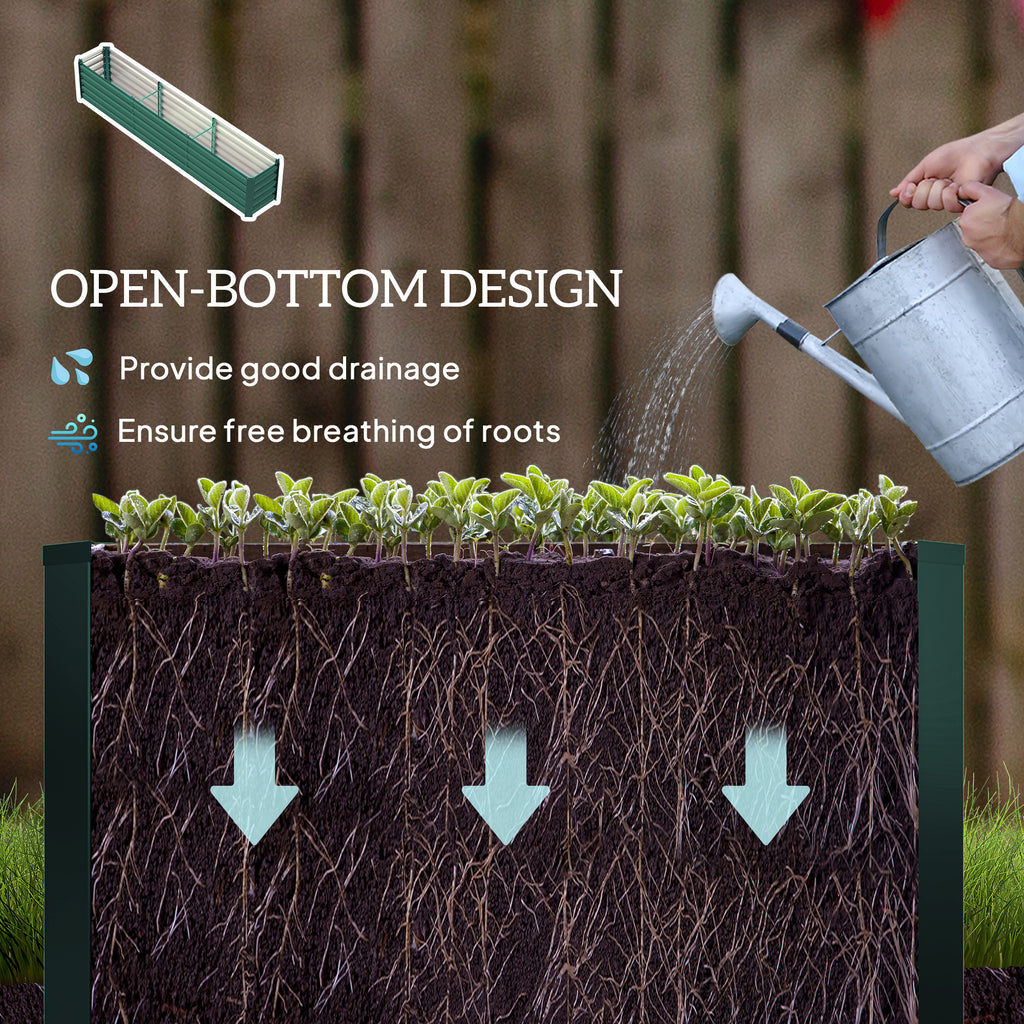 8 x 1.3 x 1.5ft Galvanized Raised Garden Bed, Reinforced Outdoor Planter Box with Open Bottom, Green