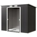 7 x 4ft Galvanised Steel Garden Shed, with Foundation Kit - Dark Grey