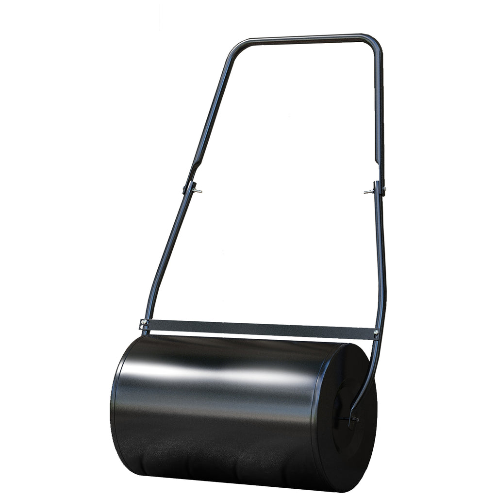 20" Push/Tow Behind Lawn Roller, Heavy Duty Sod Drum Roller Filled with 11 Gal Water/Sand, Grass Flattener for Yard, Patio, Park, Black