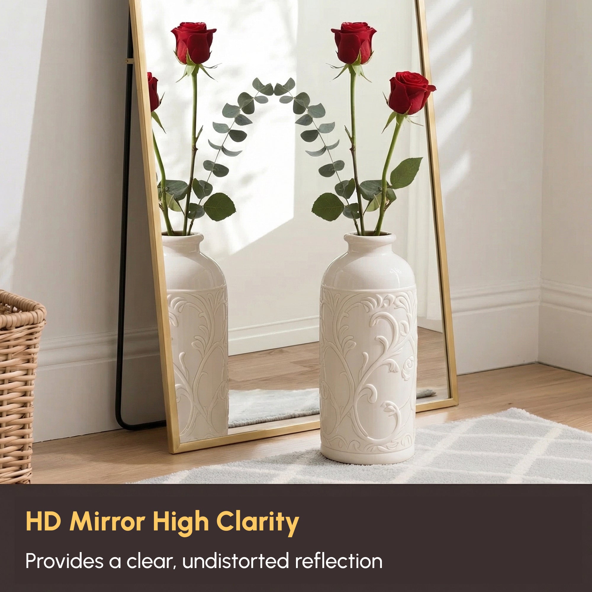 Arched Standing Mirror, 64" x 20" Full Length Mirror, Free Standing or Wall Mounted for Living Room, Bedroom, Gold