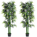 Set of 2 6FT Artificial Bamboo Tree Fake Decorative Plant with Nursery Pot for Indoor Outdoor DÃ©cor