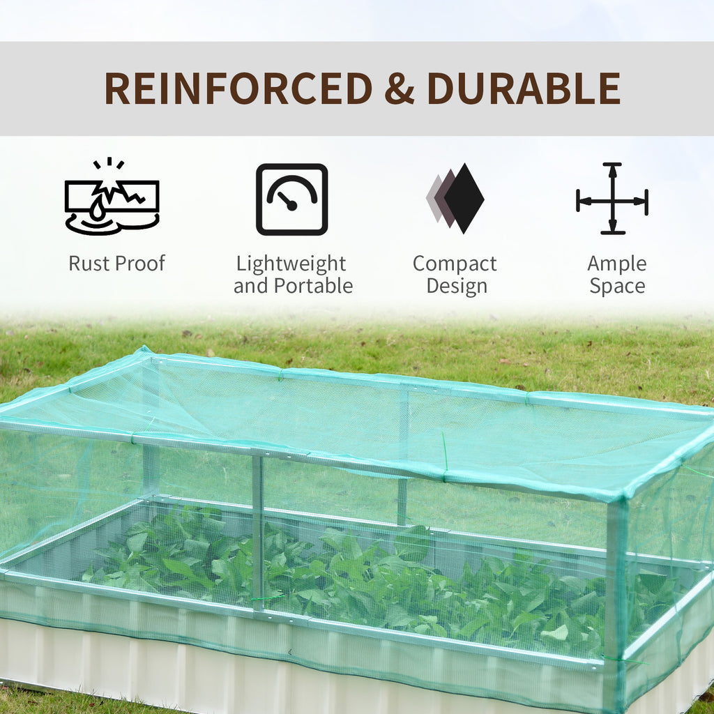 Raised Garden Bed, 5.7 x 3 x 2.3ft Steel Planter Box Outdoor with Cover, Gloves for Growing Vegetables, Flowers, Herbs, Green