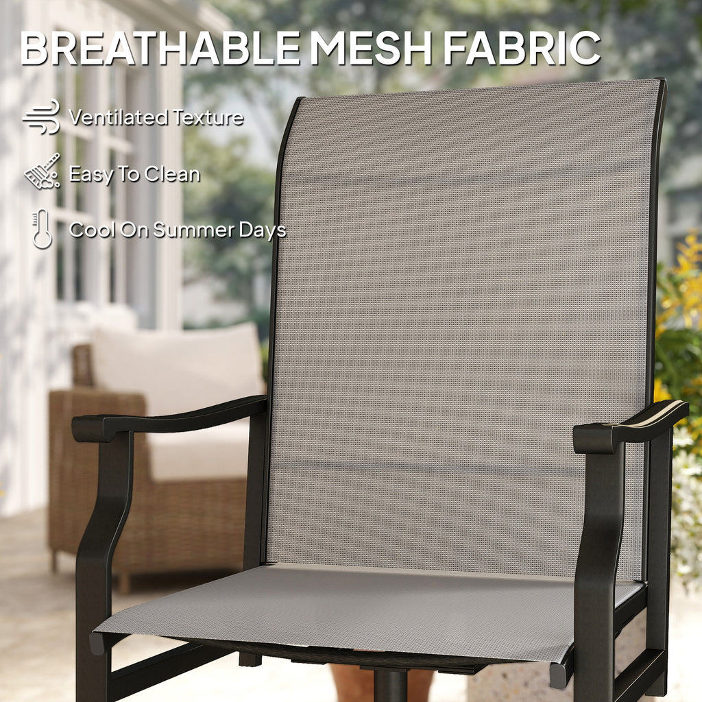Patio Swivel Chair Set of 2, Swivel Rocker Outdoor Chairs with High Back, for Lawn Garden Backyard Deck, Light Grey