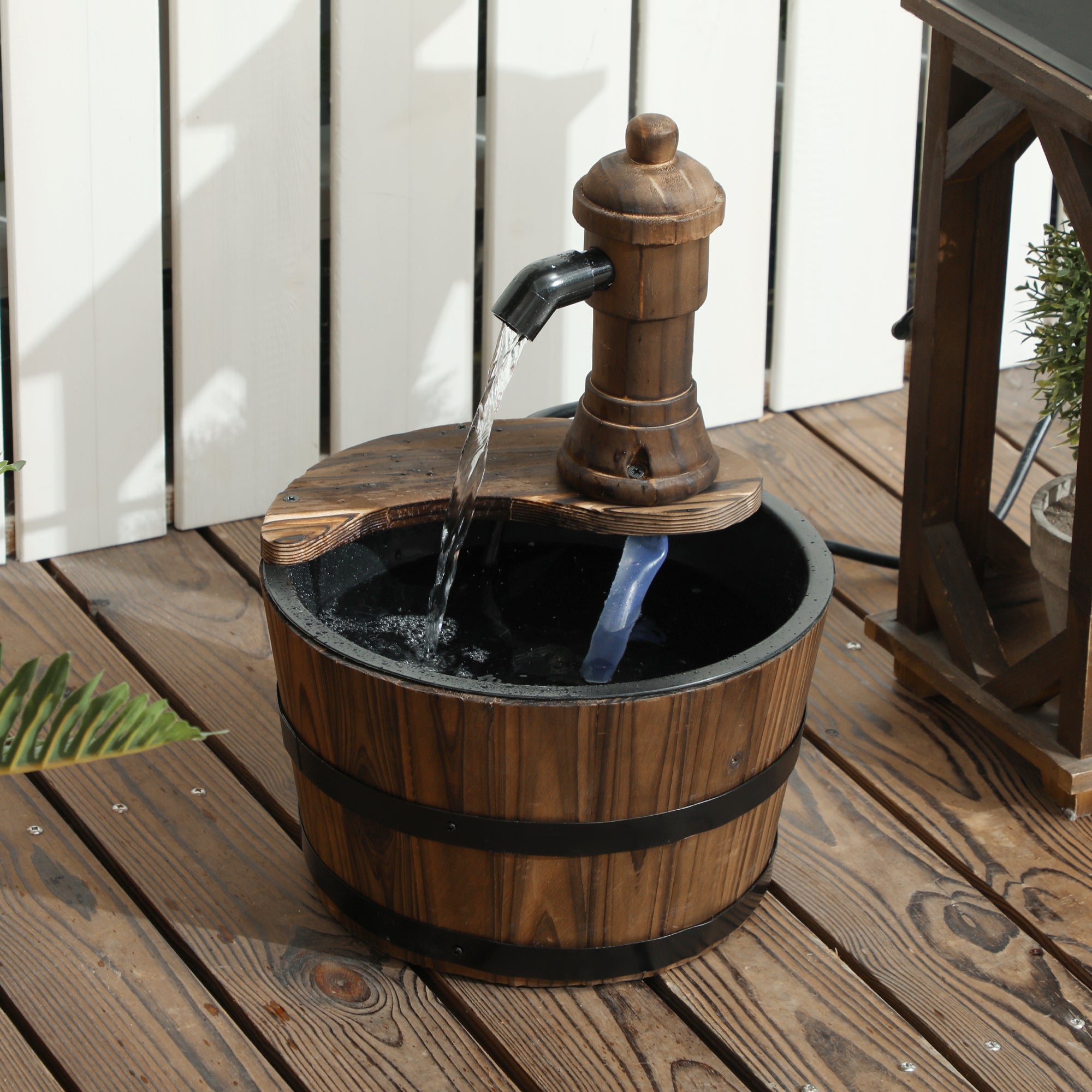Outdoor Fountain, Garden Water Fountain with Electric Pump for Porch, Deck, Yard, Carbonized