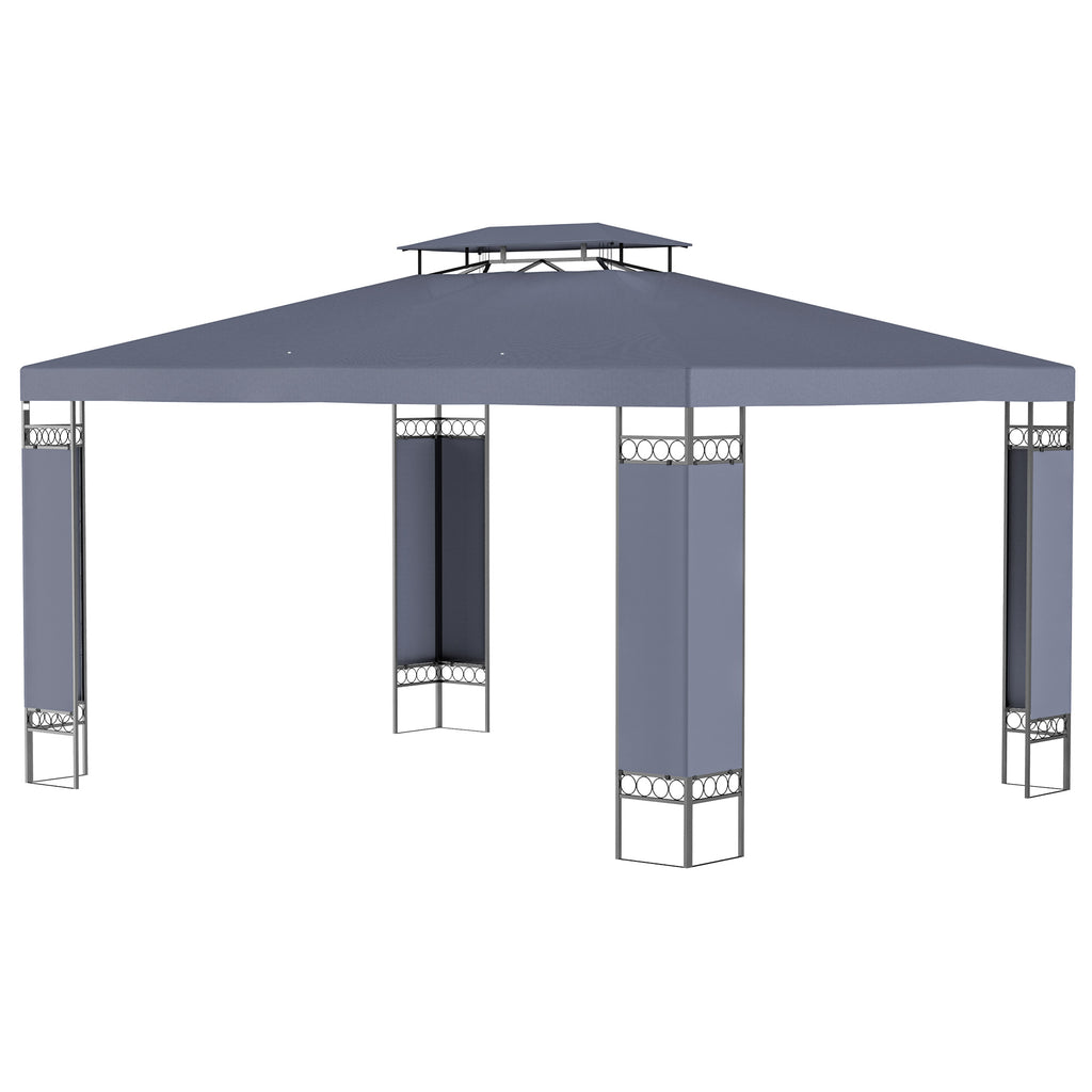 10' x 13' OutdoorÂ Gazebo, Double Roof Patio Gazebo Canopy Shelter with Screen Decorate Corner Frame, Grey
