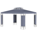 10' x 13' OutdoorÂ Gazebo, Double Roof Patio Gazebo Canopy Shelter with Screen Decorate Corner Frame, Grey