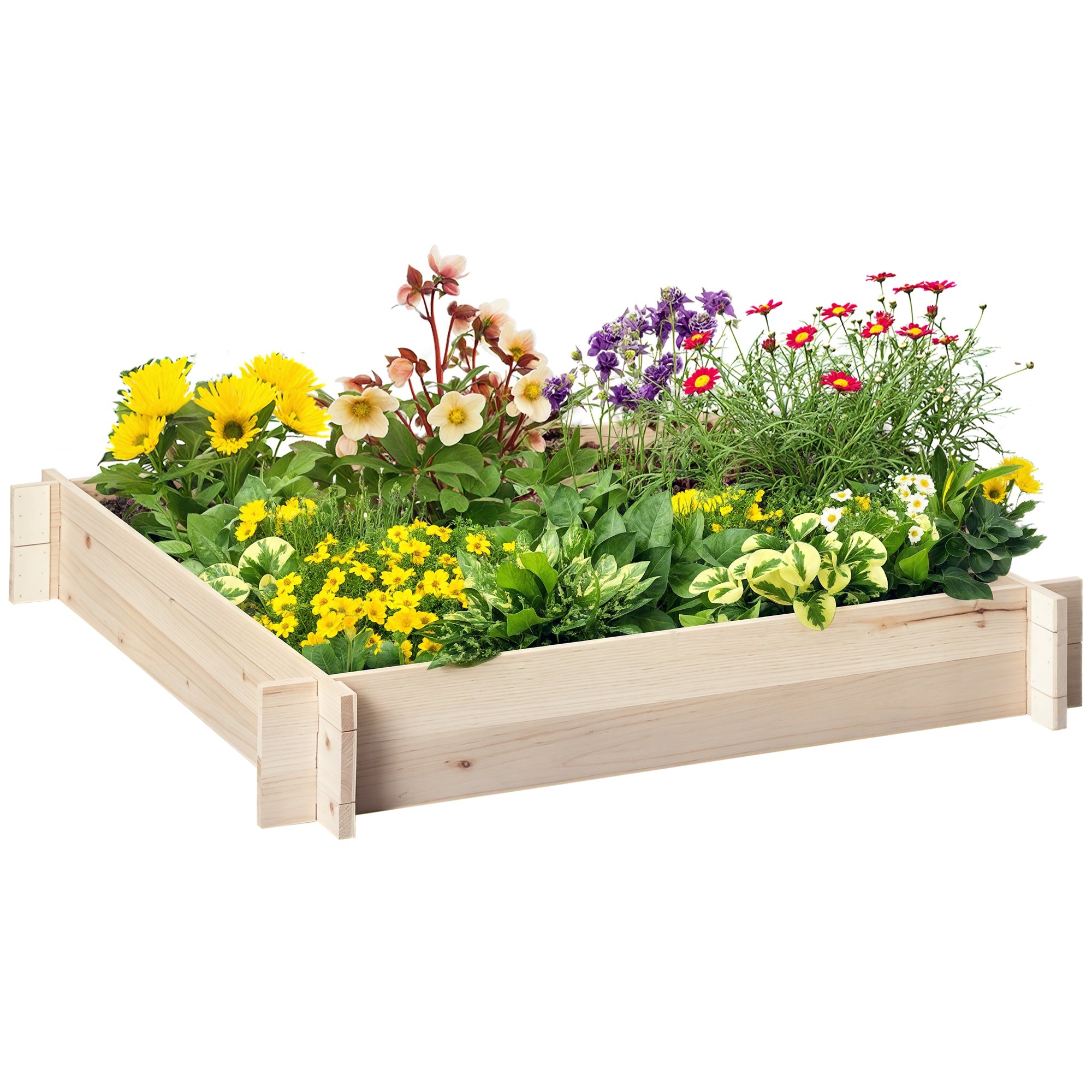 39'' x 39'' Screwless Raised Garden Bed, Wooden Planter Box, Easy DIY Herb Garden for Vegetable Flower Herb Outdoor Lawn Yard Patio