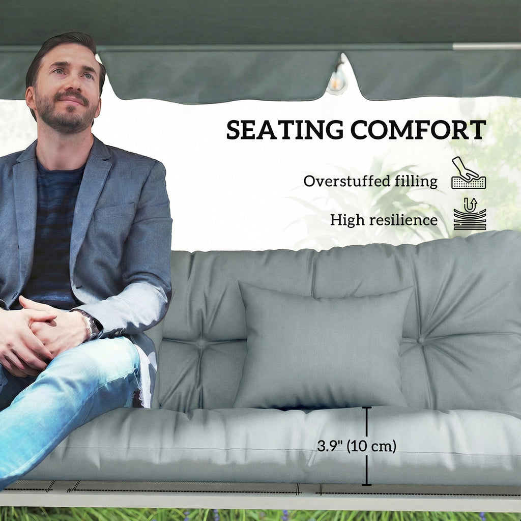 4-Piece Back and Seat Cushion Pillows Replacement and Pillows, Patio Chair Cushions Set with Ties, Light Grey