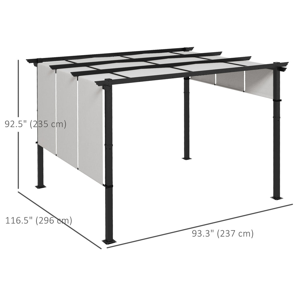 10' x 12' Metal Pergola, Outdoor Pergola with Retractable Canopy, for Garden, Patio, Backyard, Deck