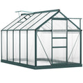 6' x 10' x 6.6' Polycarbonate Greenhouse, Walk-In Green House Kit Garden, Plants Grow, Galvanized Sheet Aluminum Frame with Rain Gutter, Vents and Sliding Door, Green