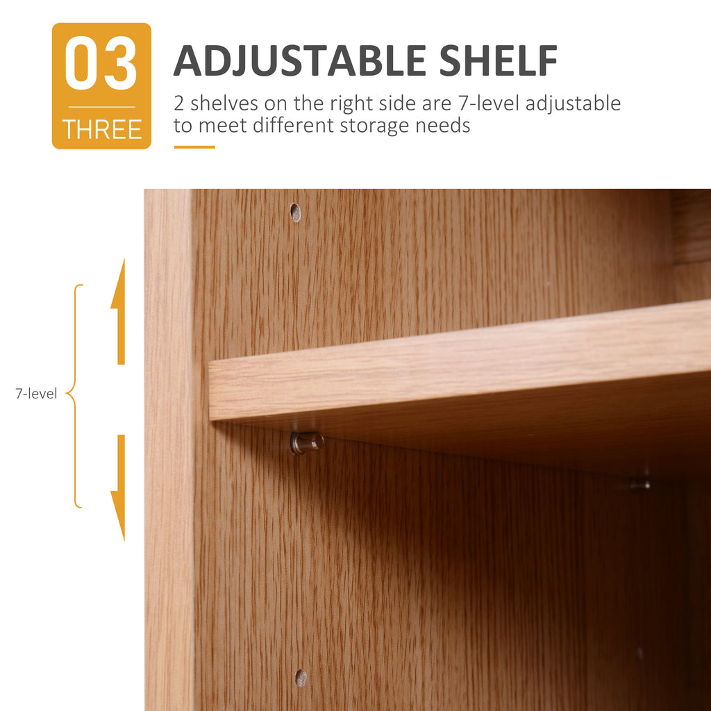 35.5" Shoe Cabinet, 3-Tier Free Standing Shoe Storage Cabinet with Adjustable Shelves and 5 Open Cubes for Entryway, Hallway, Living Room, Natural