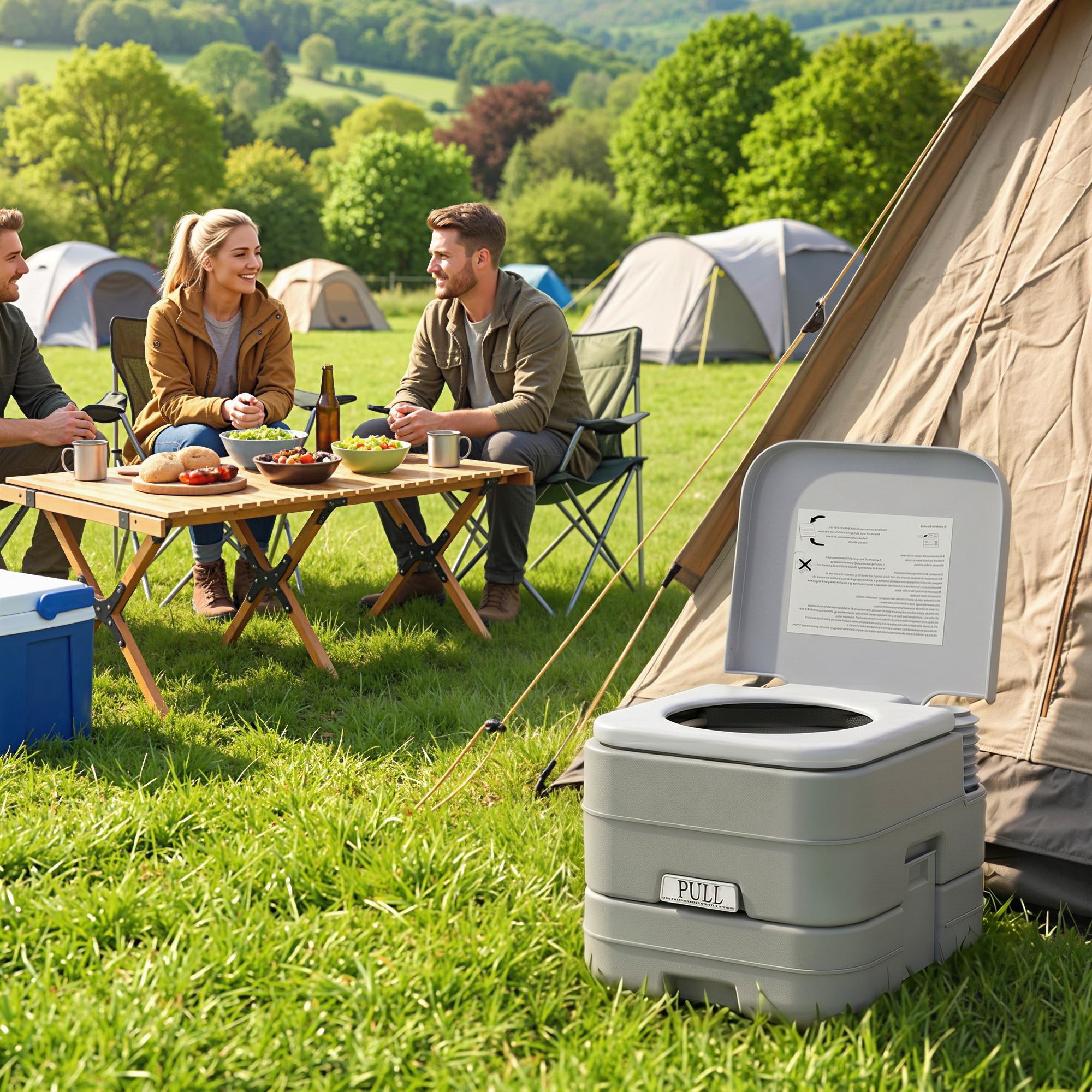 Portable Camping Toilet, Porta Potty with 2.6 Gal Waste Tank & 2.6 Gal Flush Tank, Leak-Proof and Odourless