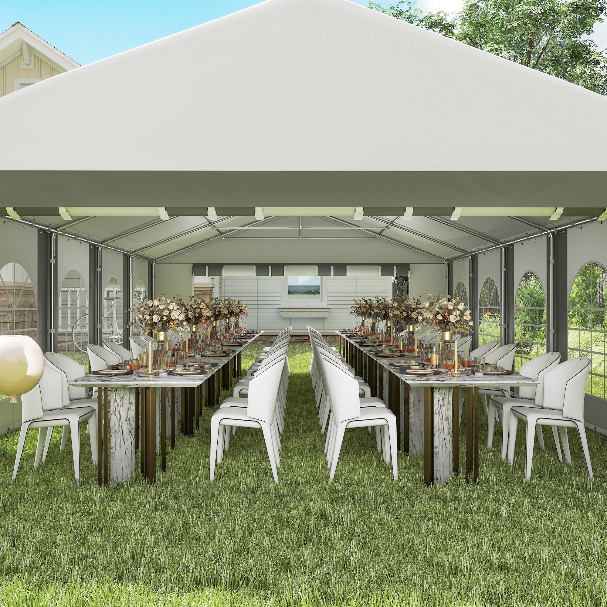 20'x33' Heavy Duty Large Party Tent & Carport with Removable Sidewalls, Portable Garage Canopy Tent, Grey