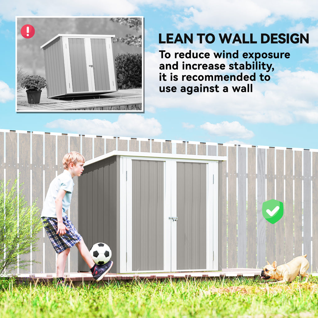 5' x 3' Metal Garden Storage Shed, Tool House with Double Doors for Backyard, Patio, Lawn