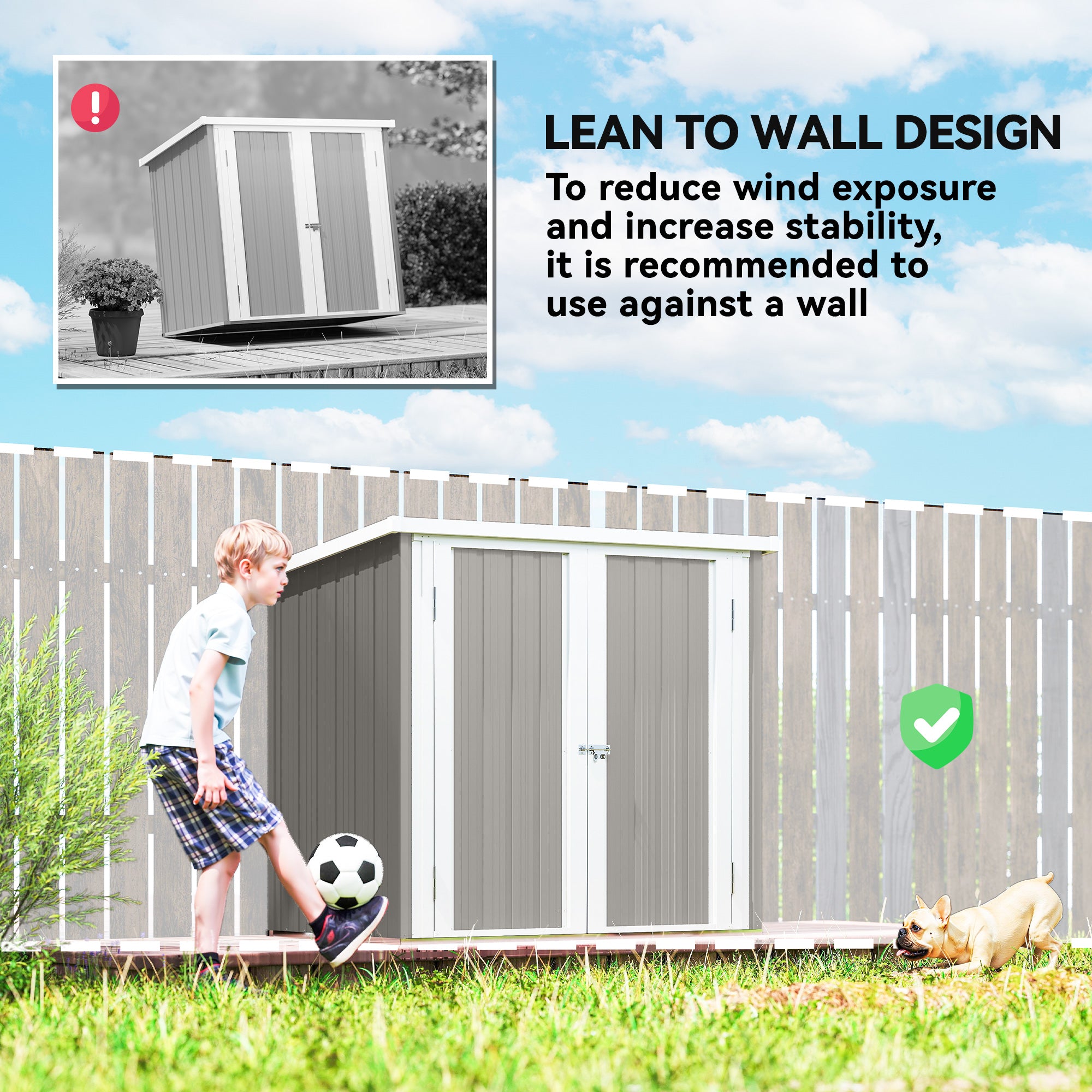 5' x 3' Metal Garden Storage Shed, Tool House with Double Doors for Backyard, Patio, Lawn