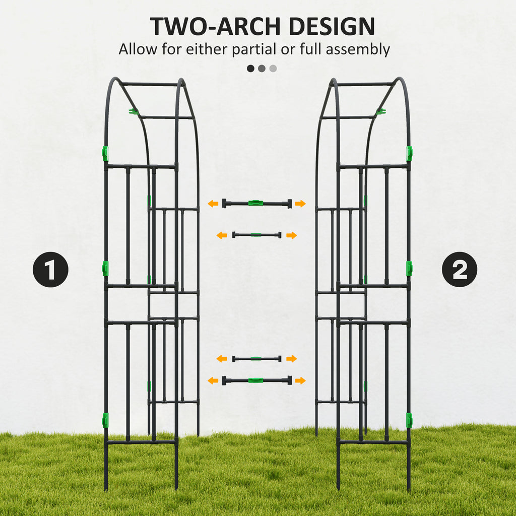Arched Garden Trellis, 8 FT Tall Metal Plant Trellis Support with Trellis Netting for Climbing Plants
