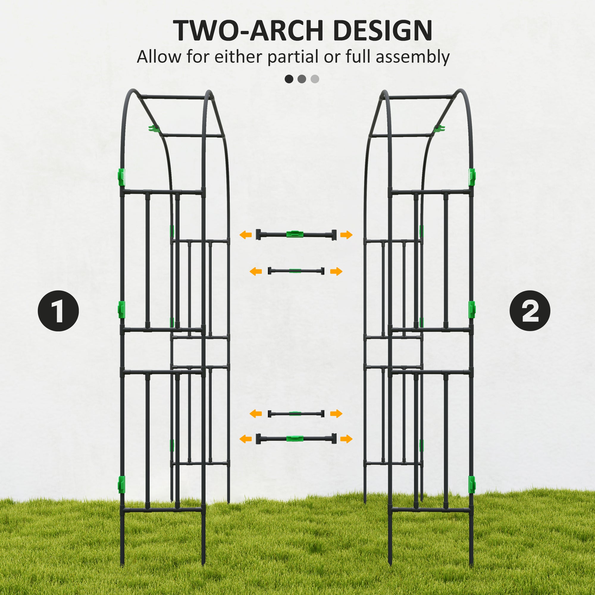 Arched Garden Trellis, 8 FT Tall Metal Plant Trellis Support with Trellis Netting for Climbing Plants